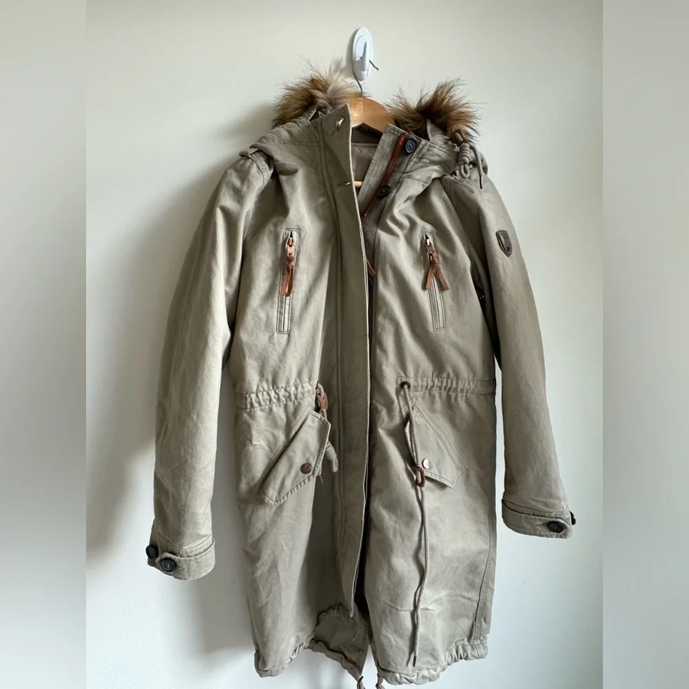 NWT Only Olive Hooded Parka Jacket, removable lining, Women's Size S - Picture 3 of 12